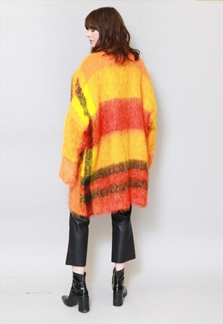 VINTAGE 1980'S GENG ORANGE & YELLOW OVERSIZED WOOL JACKET