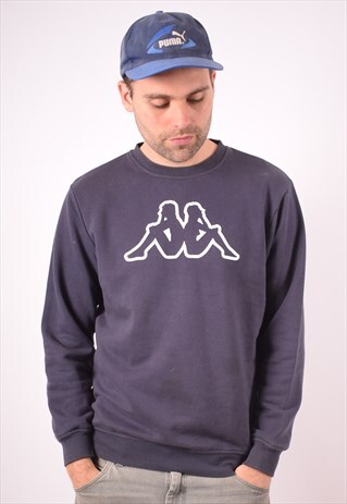 KAPPA MENS VINTAGE SWEATSHIRT JUMPER MEDIUM GREY 90S