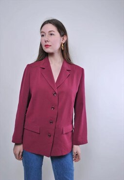 Women vintage causal suit red blazer jacket 