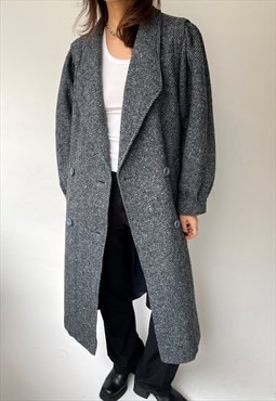 Vintage Belted Grey Wool Coat