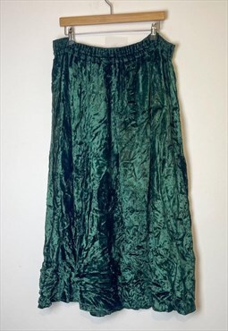 Vintage 90s Green Velvet Witchcore Witchy Hippy Midi Skirt