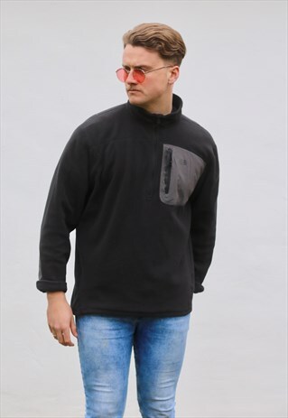 THE NORTH FACE USA 1/4 ZIP JET BLACK FLEECE SWEATSHIRT