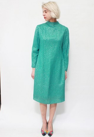 VINTAGE 60'S BEAUTIFUL AMAZING TURQUOISE SHINING DRESS