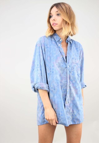 VINTAGE OVERSIZED LONG SLEEVE PATTERNED SHIRT