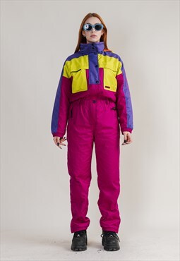Vintage 80s Nordica Colorblock Purple Ski Suit/ Unisex M
