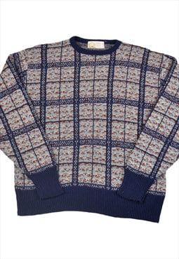 Vintage Knitted Jumper Retro Pattern Ladies XL