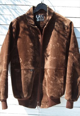 Vintage brown faux suede faux fur lining jacket.