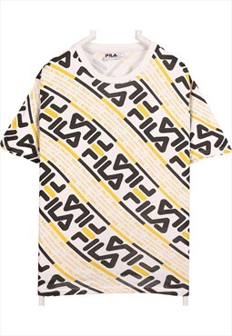 Vintage 90's Fila T Shirt Spellout Logo Crewneck Short