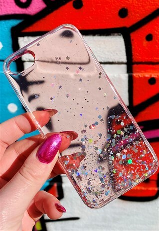 ONIMOS IPHONE CASE IN PINK TRANSPARENT W SPARKLING GLITTER