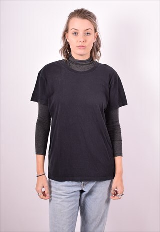 CALVIN KLEIN WOMENS VINTAGE T-SHIRT TOP MEDIUM BLACK 90'S