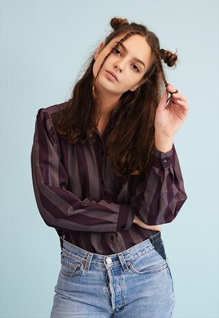 80'S RETRO STRIPED PRINT MOMS SHIRT TOP
