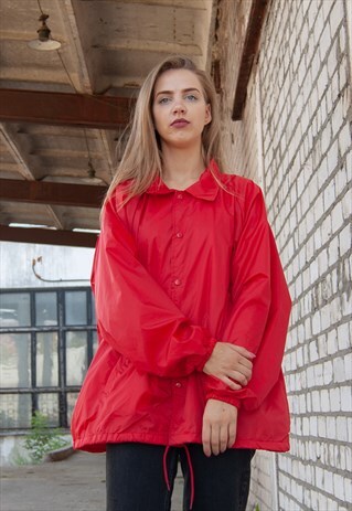 VINTAGE RETRO RED RAIN COAT JACKET
