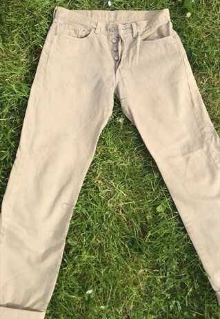 VINTAGE 90'S CREAM 501 STRAIGHT LEG LEVI JEANS