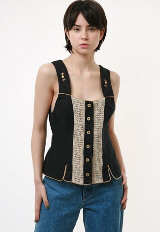 70S VINTAGE VTG RARE AUSTRIAN TRADITIONAL LINEN VEST TOP 266