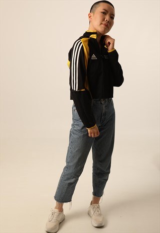 VINTAGE ADIDAS FOOTBALL CROPPED 1/4 ZIP SWEATSHIRT