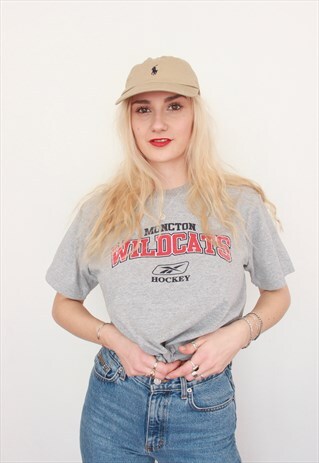 VINTAGE 90S REEBOK WILDCATS HOCKEY GREY T-SHIRT UNISEX