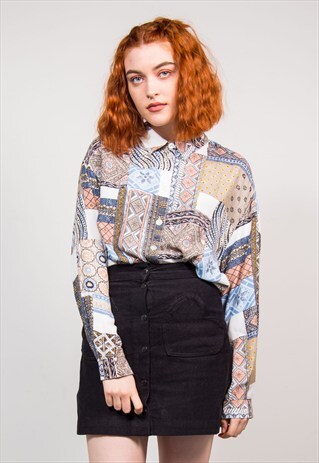 90'S VINTAGE WAVEY PATTERN OVERSIZE SHIRT