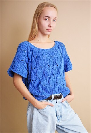 80'S RETRO ABSTRACT PRINT HANDKNITTED OVERSIZED TOP BLOUSE