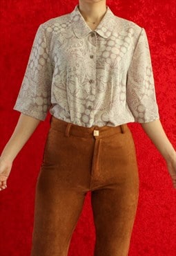Vintage shirt blouse retro top boho bohemian T317