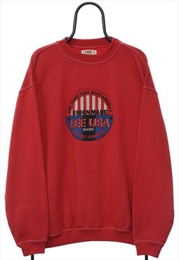 Vintage Lee USA Logo Graphic Red Sweatshirt Womens
