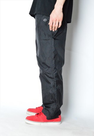VINTAGE 90S BLACK CHAMPION SHELL SPORTS PANTS