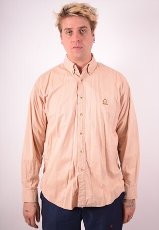 CHAPS RALPH LAUREN MENS VINTAGE SHIRT LARGE BROWN 90S
