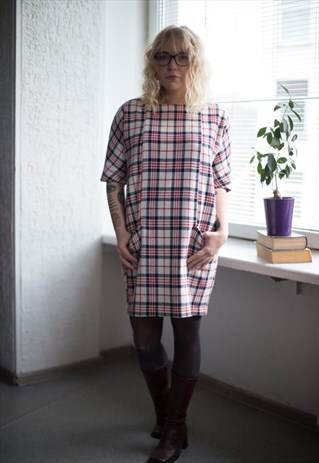 VINTAGE 90'S WHITE TARTAN MINI DRESS