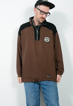 Vintage 90s Champion 1/4 zip Sweatshirt Brown Size XL