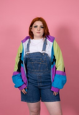 90s Vintage Rockies Relaxed Fit Denim Dungaree Shorts