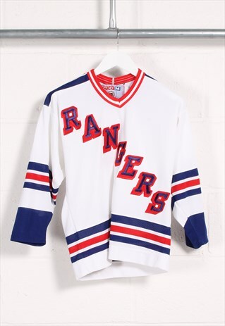 Vintage 90s CCM NHL Rangers Hockey Jersey in White XS