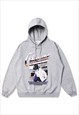 ANIME PRINT HOODIE RETRO JAPANESE CARTOON PULLOVER IN BLACK