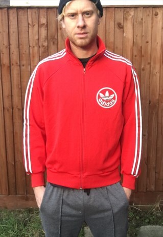 VINTAGE ADIDAS TRACKSUIT JACKET RED SPORTS BIG LOGO M MENS