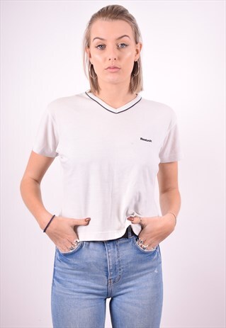 REEBOK MENS VINTAGE T-SHIRT TOP SMALL WHITE 90'S