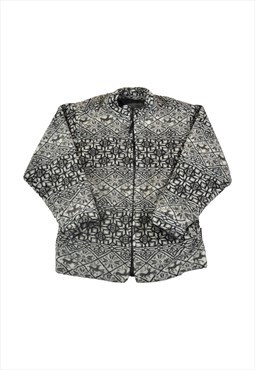 Vintage Fleece Jacket Retro Snowflake Pattern Ladies Medium