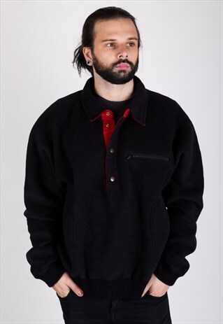 VINTAGE 90S RALPH LAUREN 1/4 BUTTON UP FLEECE SWEATER