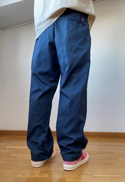 Vintage DICKIES Pants Work Baggy Wide Leg 874 90s Blue