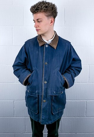 VINTAGE TIMBERLAND LEATHER TRIM COLLAR JACKET