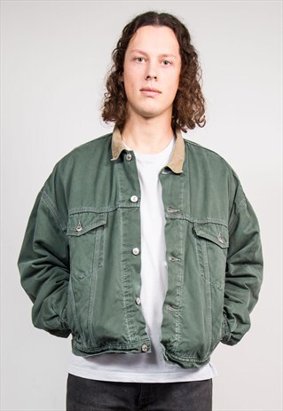 VINTAGE 90'S GREEN PADDED LINED LEVI'S DENIM JACKET