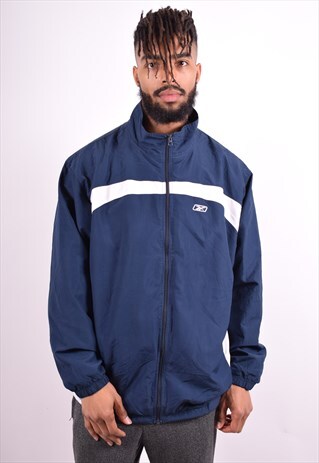 REEBOK MENS VINTAGE TRACKSUIT TOP JACKET XL BLUE 90'S