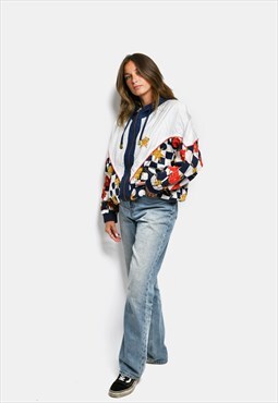 Retro lightweight windbreaker white multi vintage 90s