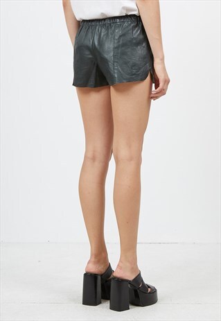 VINTAGE GREEN EUREKA LEATHER MINI SHORTS