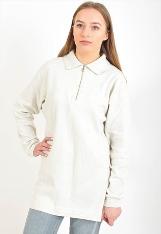VINTAGE 1/4 ZIP POLO JUMPER IN GREY