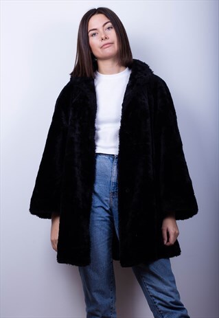 STAND OUT BLACK FAUX FUR JACKET
