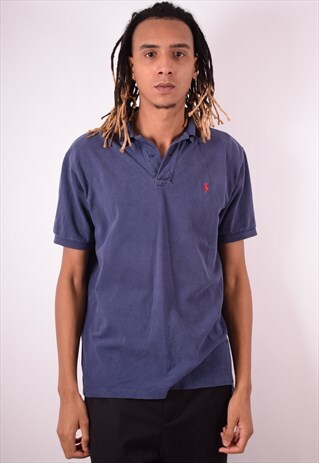 POLO RALPH LAUREN MENS VINTAGE POLO SHIRT XL BLUE 90S