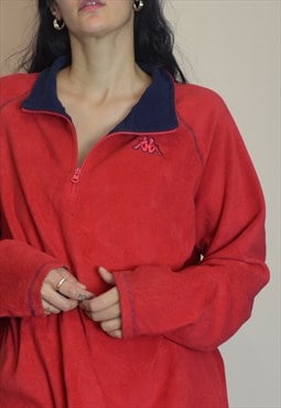 Vintage Kappa Fleece Jumper w Logo Front & 1/4 Zip