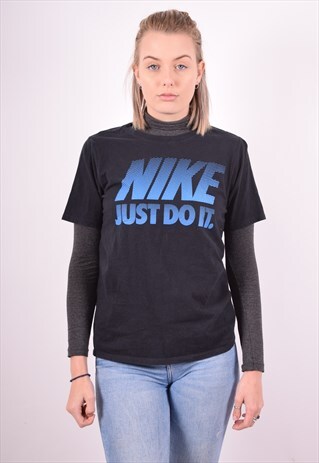 NIKE WOMENS VINTAGE T-SHIRT TOP XL BLACK 90S