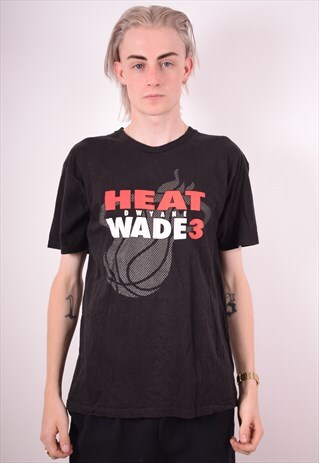 NBA MENS VINTAGE MIAMI HEAT T-SHIRT TOP LARGE BLACK 90S