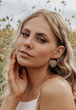 Gold Monstera Earrings