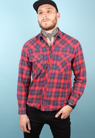 VINTAGE CHECKED FLANNEL SHIRT ASM1235