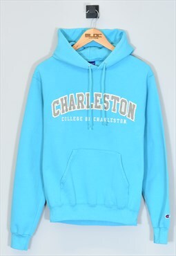 Vintage Champion Charleston Hooded Sweatshirt Blue Small